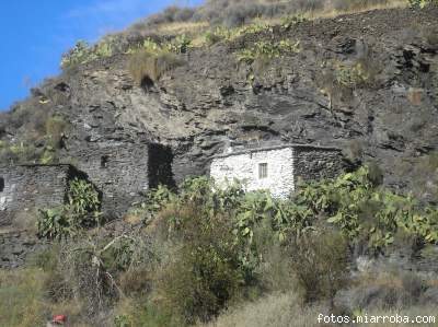 Casa del Arroyo Verdelecho con cabra monts en el tejado