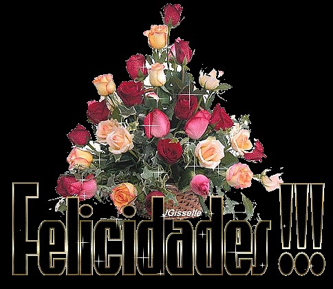 Felicidades en cesta de rosas