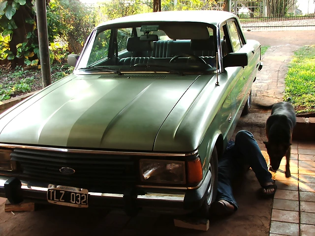 Ober?_-_hombre_reparando_un_Ford_Falcon_Verde