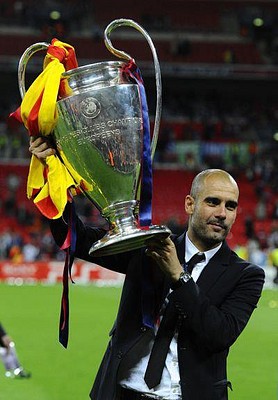 Guardiola con copa de Europa