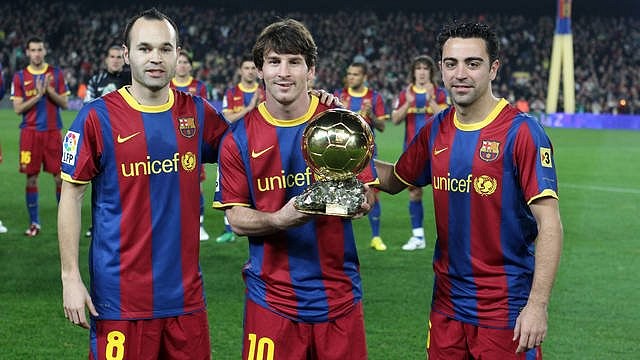 Messi-Iniesta y Xavi-vaya trio