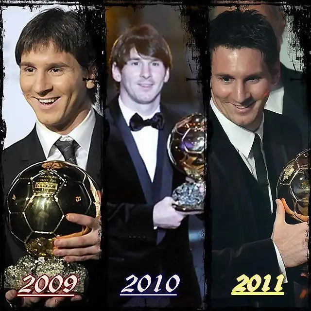 Messi  y sus tre  balones