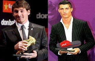 Messi y su bota de oro-Cristiano y su chancla