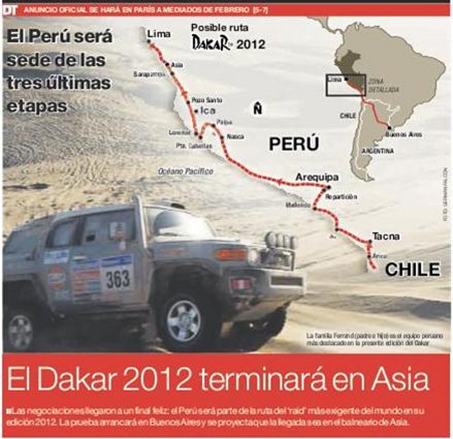 Rally dakar 2012. El Comercio 9.1.11