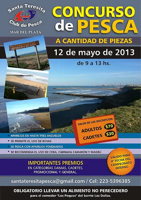 CLUB DE PESCA SANTA TERESITA - Concurso a cant de piezas - Playa Morgan 2013