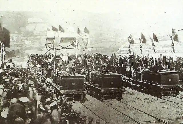 Bendici?n de locomotoras en la primitva estaci?n de Abando,Bilbao. 1 de marzo 1863.J.Froge.