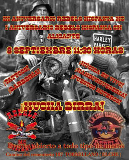 8 de septiembre - III Aniversario Rebels Hispania - I Aniversario Rebels Hispania MC Alicante 8 de septiembre - III Aniversario Rebels Hispania - I Aniversario Rebels Hispania MC Alicante