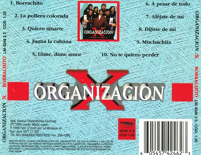 Organizacion X - Borrachito (1996) Trasera