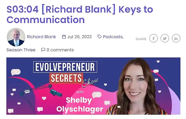 EVOLVEPRENEUR SECRETS SHOW GUEST RICHARD BLANK COSTA RICA'S CALL CENTER