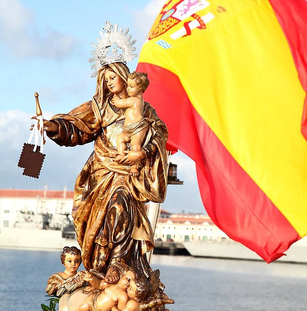 VIRGEN DEL CARMEN Y BANDERA ESPA?OLA VIRGEN DEL CARMEN Y BANDERA ESPA?OLA