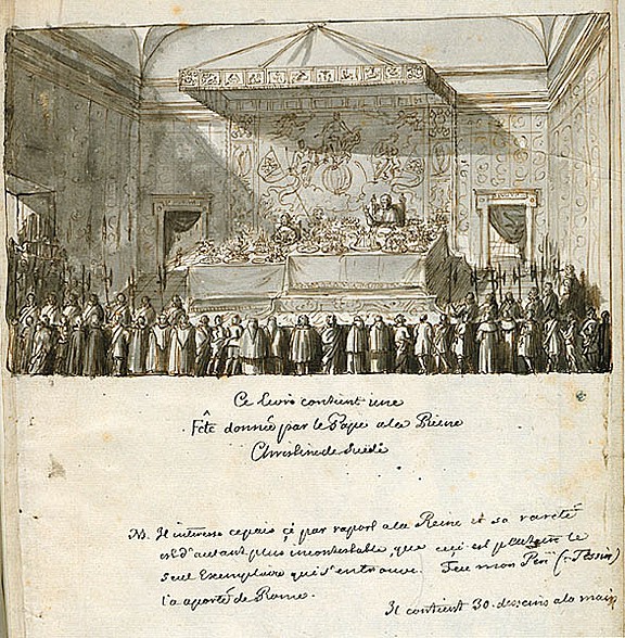 Banquete ofrecido por Clemente IX a la reina Cristina de Suecia en 1668 - Pierre Paul Sevin