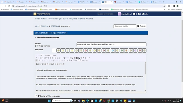 No puedo enviar mensaje