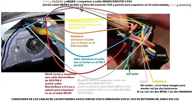 CONEXIONES _G33_AUDIO_sin_LUZ_con cables_DOS_botoneras_conLUZ