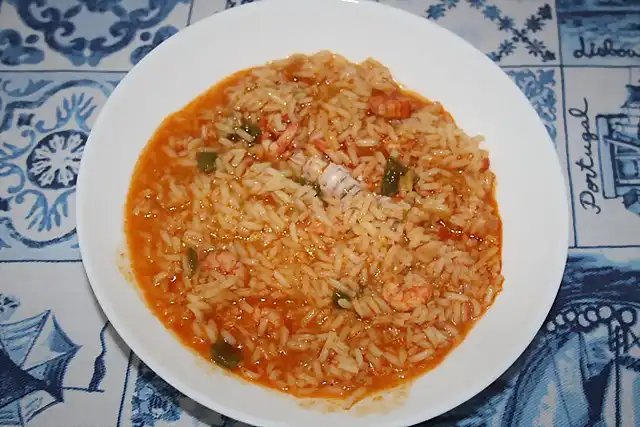 Arroz de seorito con geleras y quisquillas