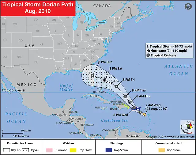 map-showing-tropical-storm-dorian-path