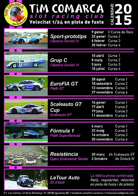 Calendari Tim Comarca 2015