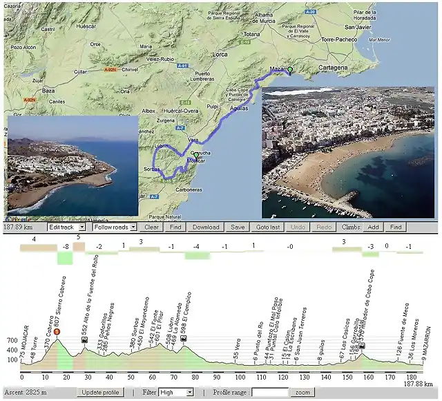 Mojcar - Mazarrn 188 km.