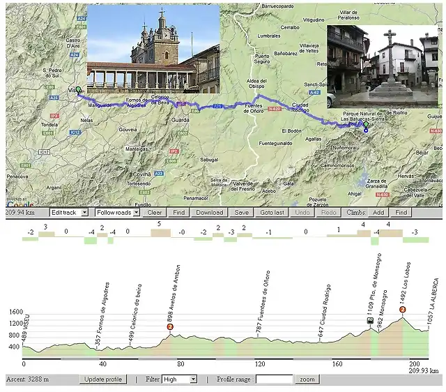 Viseu - La Alberca 210 km.