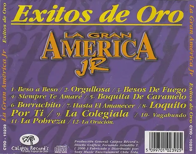 America Jr - Exitos De Oro (2000) Trasera