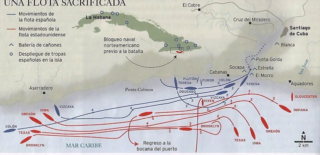 Mapa batalla de Santiago.