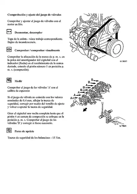 Comprobacion y ajuste del juego de valvulas