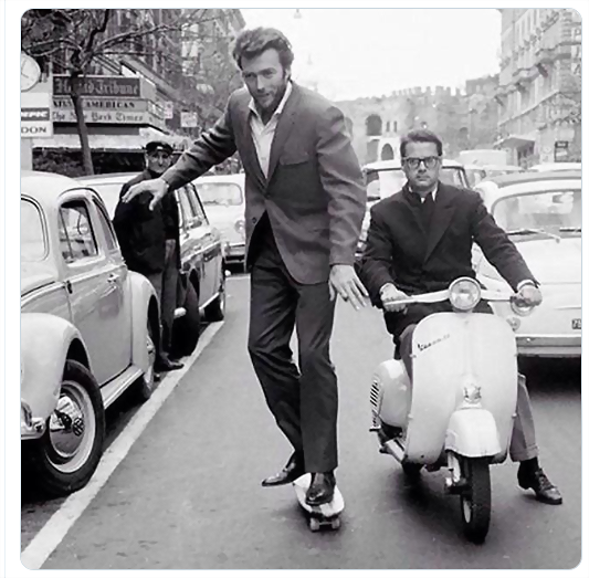 zfamosos Clint Eastwood skateboarding in Rome