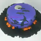 tarta hallowen bruja con gato en pasta de az?car o pastillaje