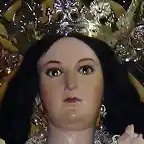 Virgen del Rosario de Salzillo. Patrona de La  Alberca  (Con los atributos propios de la Candelaria)