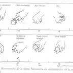 Secuencia de movimientos de la mano para agarrar un objeto