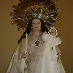 Virgen del Rosario de Salzillo. Patrona de La  Alberca  (Con los atributos propios de la Candelaria)