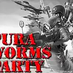 logo pura worms party