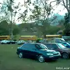 fila de buses de empleados en santa fe