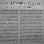 Hercules regresa a Argentina