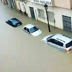 Calle Larga de Coria inundada (22.Oct.2016)