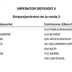 EMPAREJAMIENTOS RONDA 3