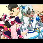 48628 - animal_ears black_hair brown_hair cosplay crossdressing dark_skin eyepatch fudou_akio genda_koujirou inazuma_eleven kidou_yuuto miniboy parody pretty_cure sakuma_jirou white_hair