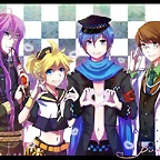 Konachan.com - 75147 blonde_hair blue_eyes blue_hair brown_hair glasses hat hiyama_kiyoteru kagamine_len kaito kamui_gakupo vocaloid