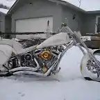 Custom Motorcycle With White Snow