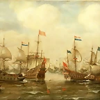 Contrato entre dos barcos de Espaa y Holanda.circa 1630, Pintura Cornelisz Verbeecq