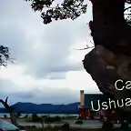 Lago Khami y las cabaas, en Tierra del Fuego