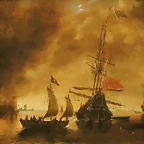 amanecer despus del bombardeo del puerto de barcos espaoles.Andries van Eertvelt