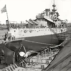 1898. U.S.S. Oregon in dry dock, Brooklyn Navy Yard.