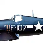 101. F4U-1D Corsair F-107 flown by 1st Lt Phillip C DeLong of VMF-224, MCAS Cherry Point, NC 1944