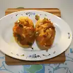 Patata rellena con bacalao a la rotea