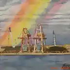 Arco Iris sobre las gruas del Puerto