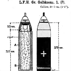 Misil alemn cargado de gas mostaza.La cruz era de color amarillo, el distintivo de esta arma quimica.