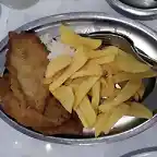 Cerdo empanado con patatas