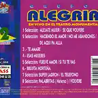 Alegria - En Vivo Teatro Monumental Volumen 2 (1998) Trasera