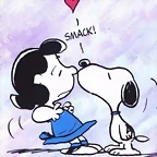 Snoopy kissing