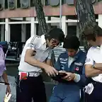 Peter Warr, Jody Scheckter and Harvey Postlethwaite Walter Wolf Racing